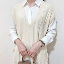 細ケーブルニットベスト【洗える】