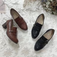 アンアナザーアンジェラス(an another angelus)のサイドバックルキルトヒールローファー