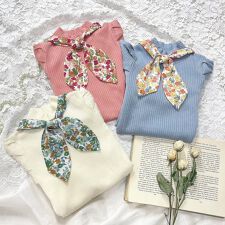 アンアナザーアンジェラス(an another angelus)の【洗える】花柄スカーフ付きリブニットプルオーバー