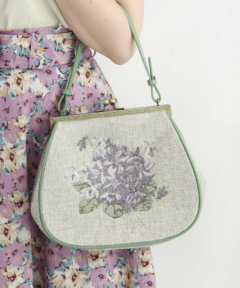 スミレ刺繍がま口バッグ | アンアナザーアンジェラス(an another