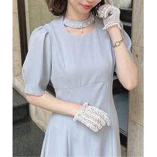 【オケージョン】パール 刺繍 チョーカー ワンピース 結婚式 二次会 謝恩会 パーティドレス