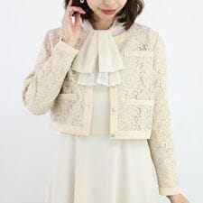 総レースノーカラージャケット【セレモニー】