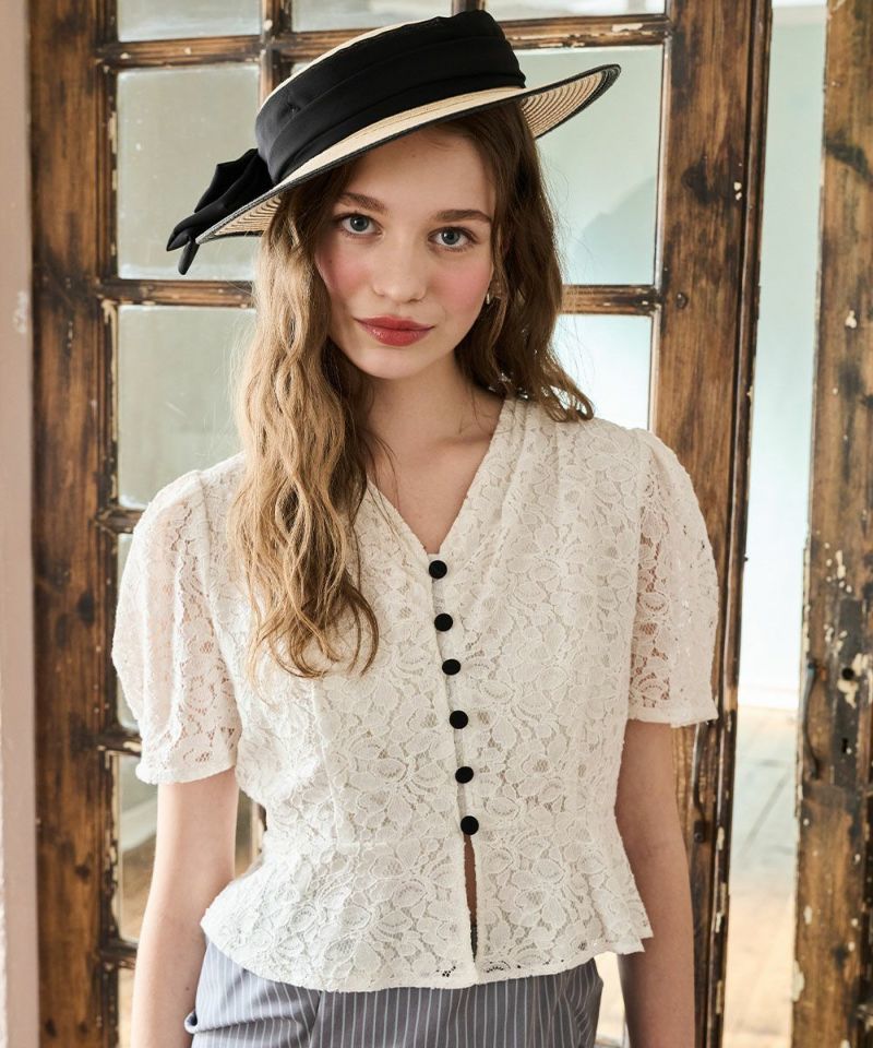 an3 トーションレースカラーブラウス&ライン使いスカート 【an an3 トーションレースカラーブラウス&ライン使いスカート 【an