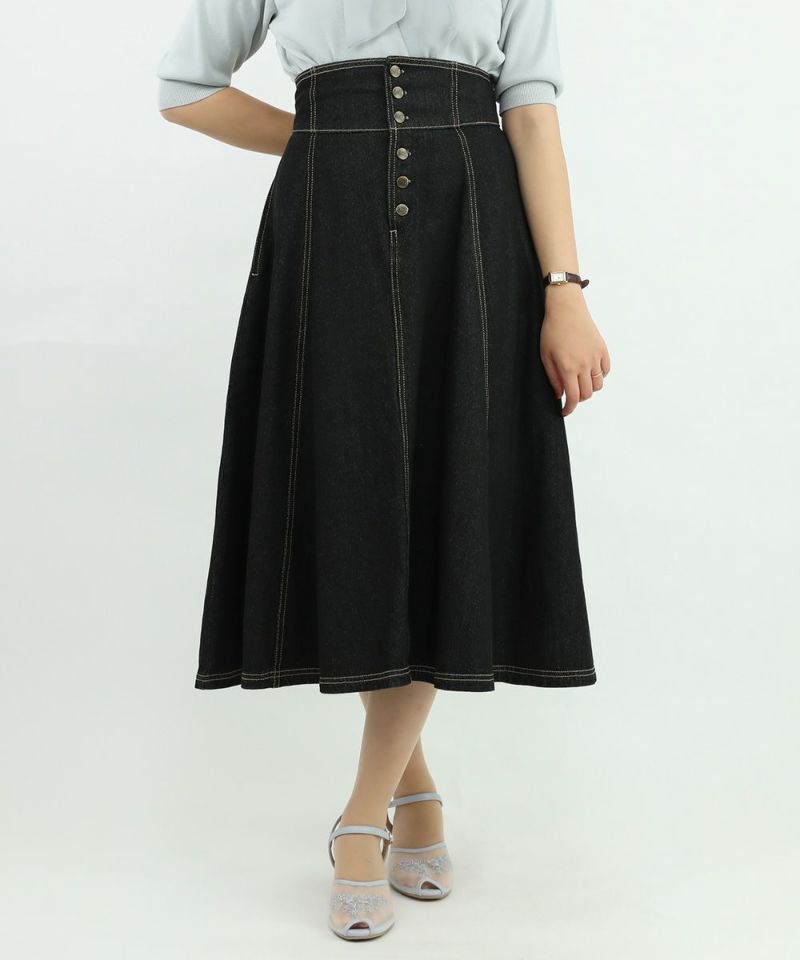 アンアナザーアンジェラス（an another angelus）/【洗える】フロントan釦デニムフレアースカート フロント釦デニムフレアースカート | アンアナザーアンジェラス(an