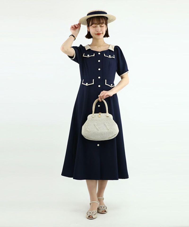 バイカラーフラップポケットワンピース【洗える】 | アン