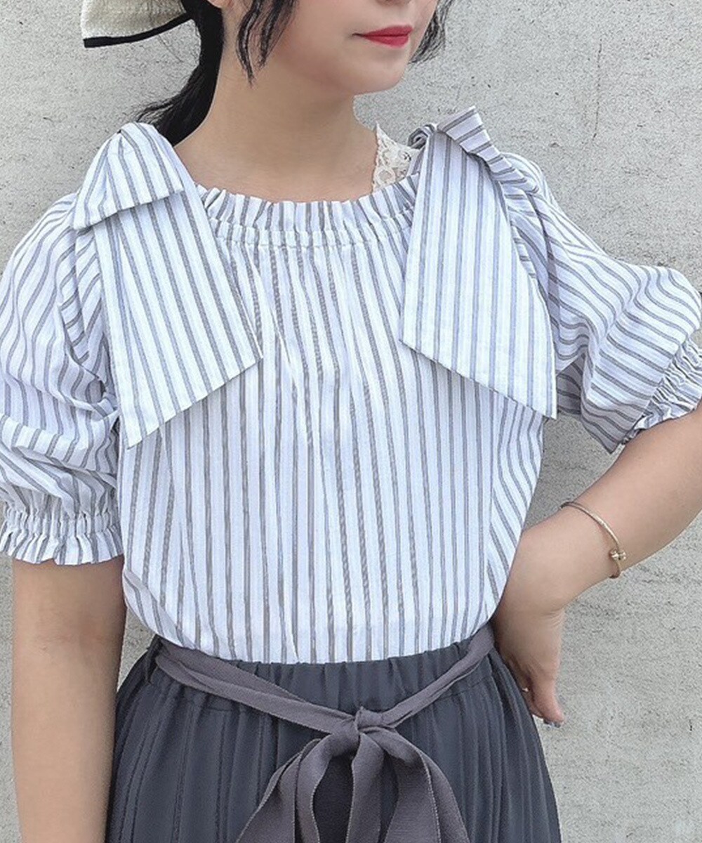 スクエアケープ衿ローズ刺繍ブラウス【洗える】 | アンアナザー