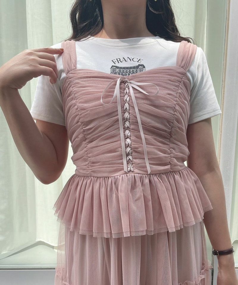 ほぼ新品　アダムエロペ　　洗えるチュールフリルキャミソール ADAM ET ROPÉ FEMME(アダム エ ロペ ファム) / 【WEB限定