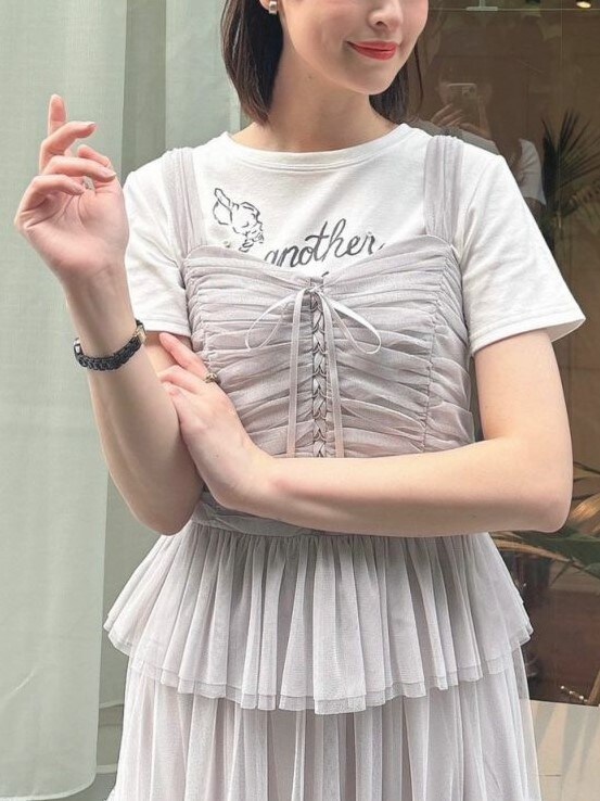 ほぼ新品　アダムエロペ　　洗えるチュールフリルキャミソール ADAM ET ROPÉ FEMME(アダム エ ロペ ファム) / 【WEB限定