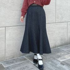 【サイズ展開あり】ベルト付きハイウエストナローフレアースカート