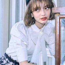 チュールリボンタイ5分袖シャツ【洗える】