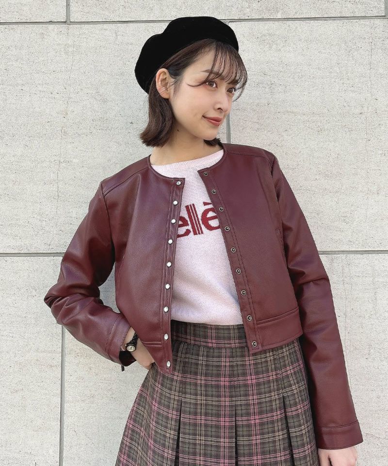 WEB限定】スタンドネックフェイクレザージャケット