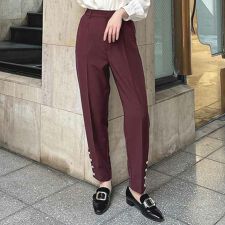 パール釦使いシガレットパンツ【洗える/セレモニー】