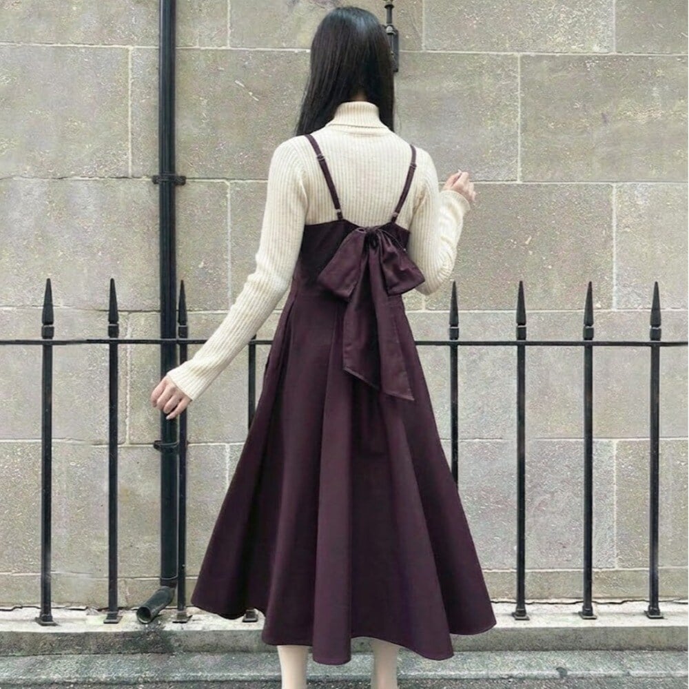 サンリオコラボ】ビッグクレリックカラー5分袖ワンピース