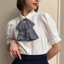 【洗える】ドレープ タイ付き シャツ