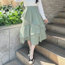 【洗える】チュール レイヤード ラッフル スカート