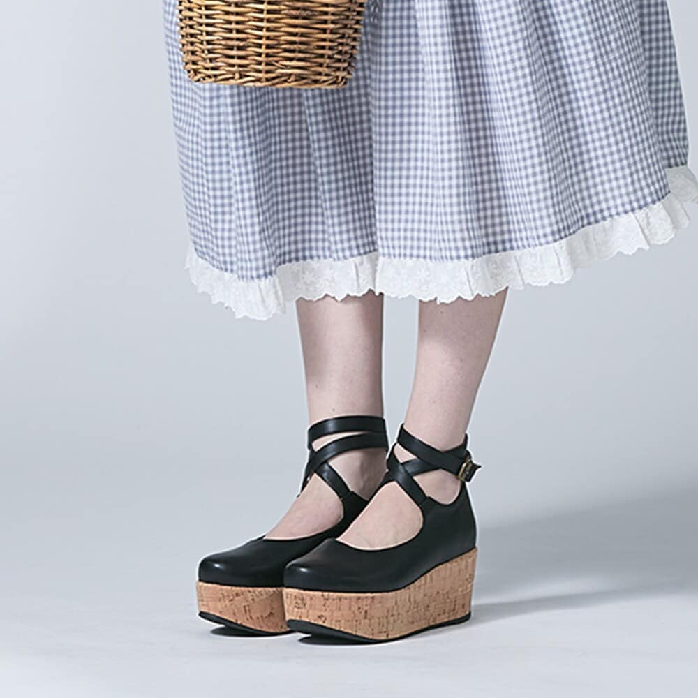 【An Another Angelus】クロスストラップ厚底パンプス 新色追加/大人気リピート生産決定！】クロスストラップ厚底