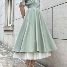 【接触冷感/洗える/上品】パニエサーキュラースカート