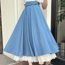 【接触冷感/洗える/上品】パニエサーキュラースカート