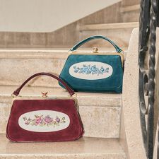 アンアナザーアンジェラス(an another angelus)のフレームローズ刺繍クロップドがま口バッグ