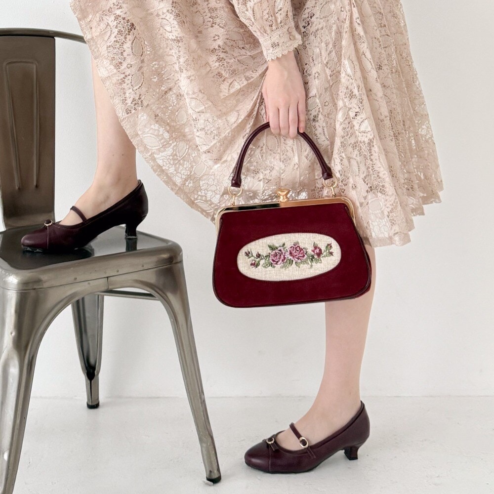 WEB限定】フレームローズ刺繍バニティバッグ | アンアナザーアンジェラ