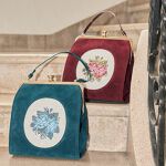 カメオローズ刺繍スクエアがま口バッグ【500mlペットボトル収納可能 an another angelus 刺繍ゴブランがま口バッグ新品未使用