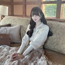 アンアナザーアンジェラス(an another angelus)の【洗える】ローズ刺繍リブニットカーディガン