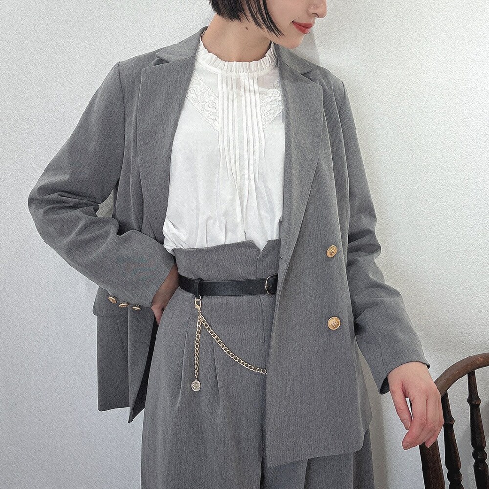 サイズ展開あり】ゴールド釦ダブルジャケット 洗える | アンアナザー