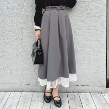 アンアナザーアンジェラス(an another angelus)の【洗える/セットアップ可能】レースレイヤードタックフレアースカー