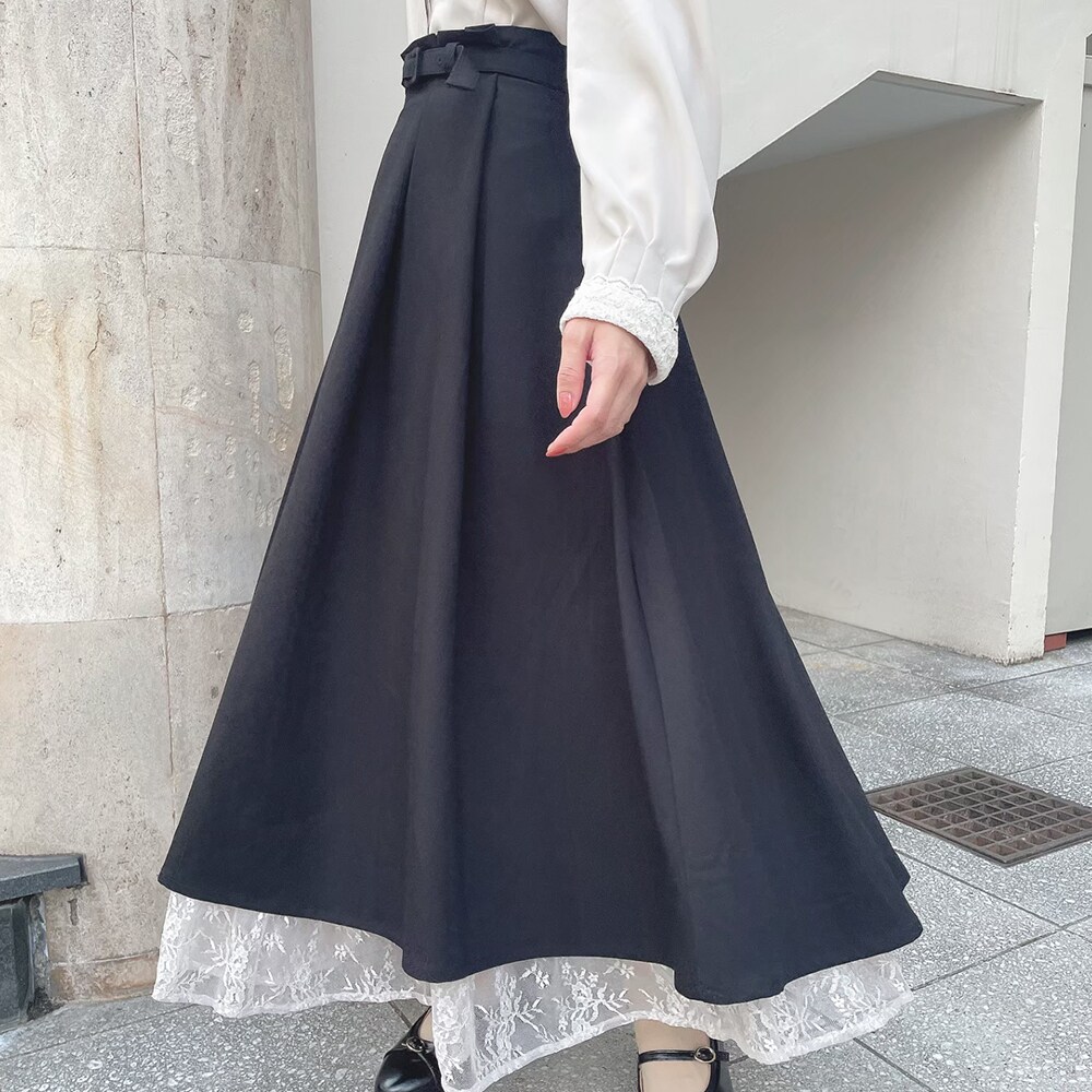 アンアナザーアンジェラス バックチェックラッフルフレアースカート バックチェックラッフルフレアースカート | アンアナザー