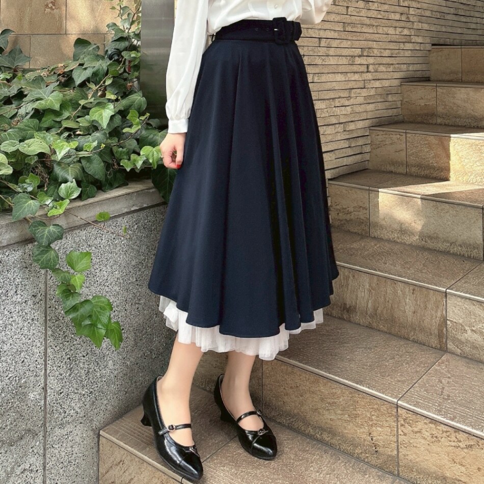 アンアナザーアンジェラス バックチェックラッフルフレアースカート バックチェックラッフルフレアースカート | アンアナザー