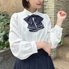 アンアナザーアンジェラス(an another angelus)の【洗える/セットアップ可能】スカーフ風ラッフルリボンタイ付き長袖ブラウス