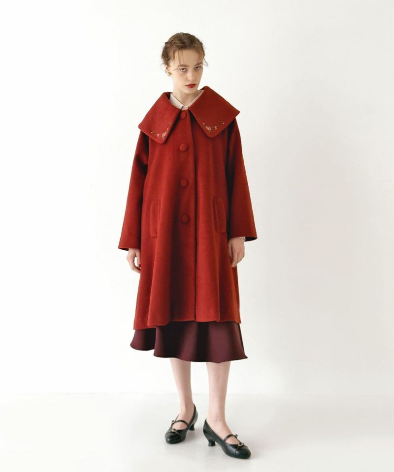 ラスト1点】ローズ刺繍ビッグカラーオーバーコート | アンアナザー