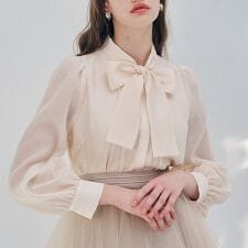 フロントピンタックシアーボウタイブラウス　【洗える/セレモニー/セットアップ可能】