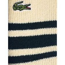 【ＬＡＣＯＳＴＥ】クルーソックス【ライン柄】ウール混・総パイル