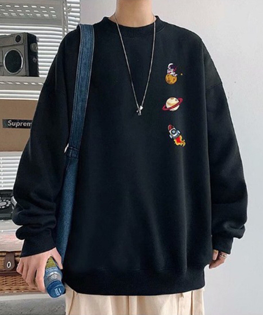 宇宙ロゴ オーバーサイズ プルオーバースウェット トレーナー