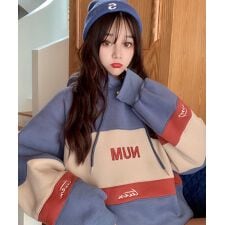 ビッグシルエット カラフル  ロゴフーディパーカー