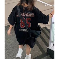 ナンバリング バックデザイン プリント ロゴ Y2K ストリート ルーズ Tシャツ