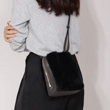 【軽量】3層タイプ ファー ショルダーバッグ