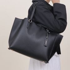 【A4対応】3層あおりポケット仕様 フェイクレザー トートバッグ