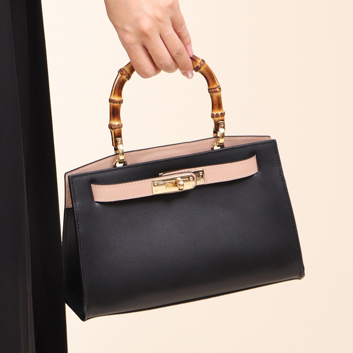 ROBERTA GANDOLFI】【本革】2WAY レザーバンブーハンドルハンドバッグ