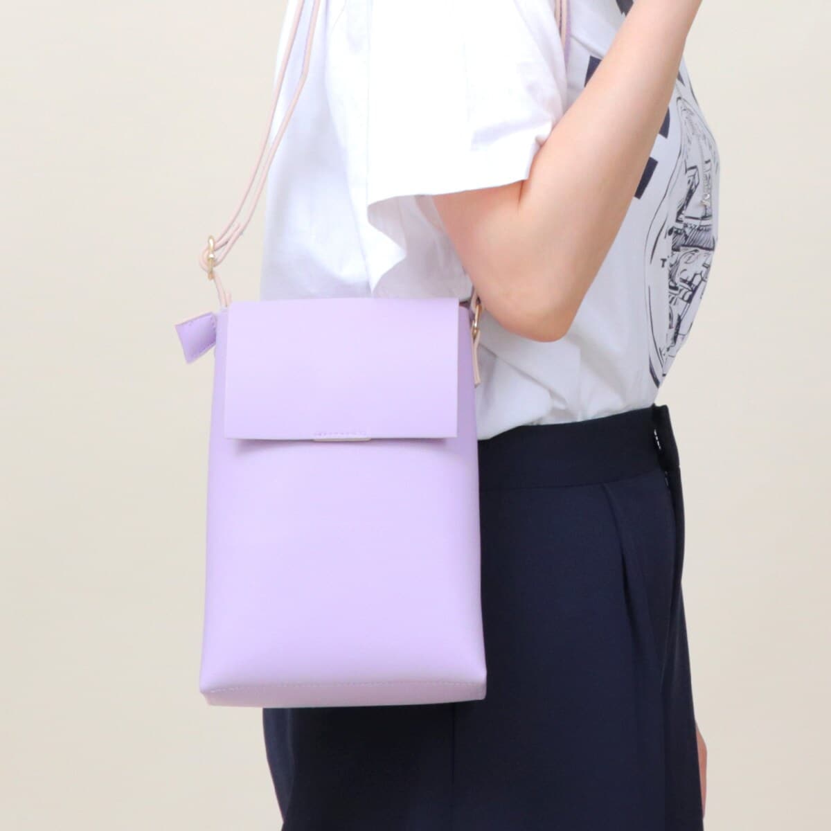 【軽量】3層 レザー ミニ ショルダーバッグ