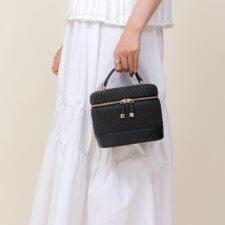 2WAY バニティ型 かご ハンド バッグ