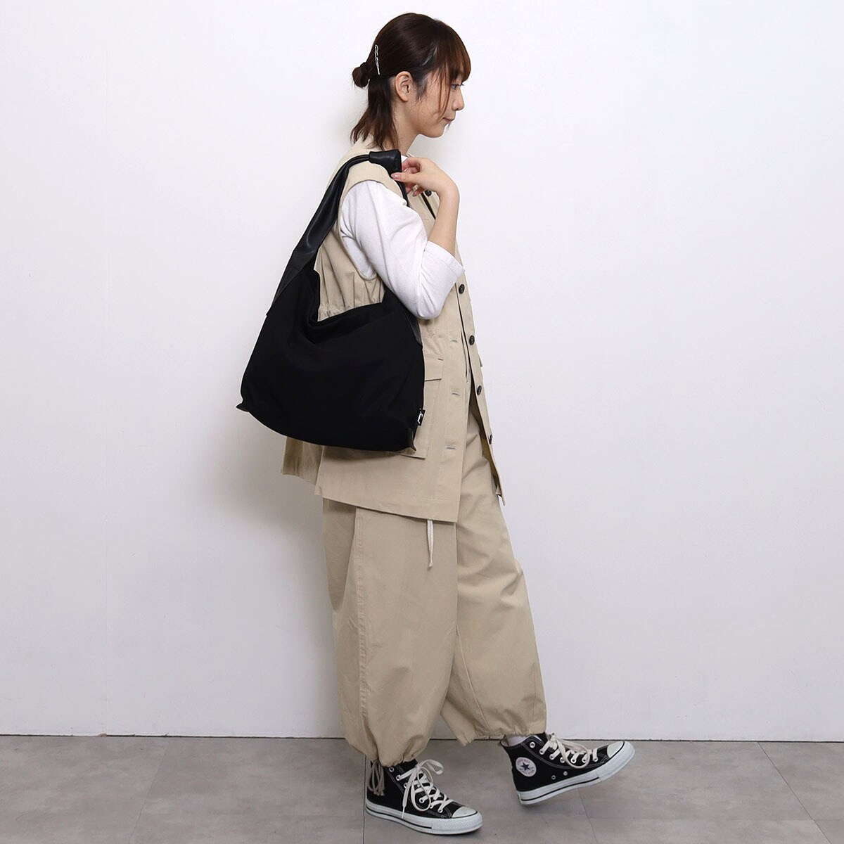Nananoel 】olive メッシュ生地ノットハンドルバッグ A4対応