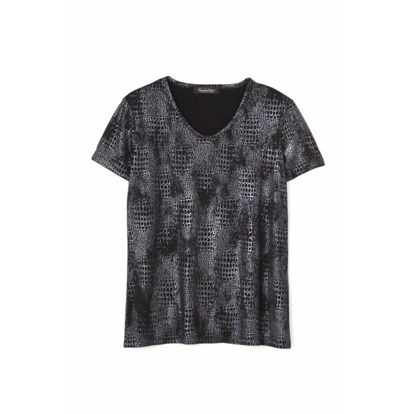 LADIES】TORNADO MART∴クロコブライトフォイル半袖カットソー