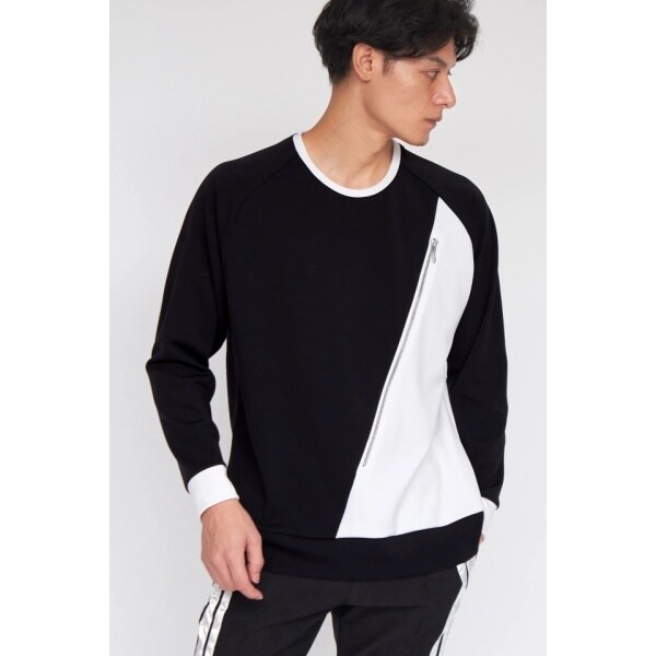 Tornado Mart ブラック ヘビ柄 Vネック 長袖シャツ カットソー