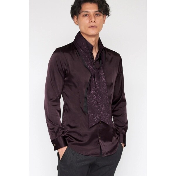 TORNADO MART シャドーボタニカル ストレッチボルドーシャツ TORNADO