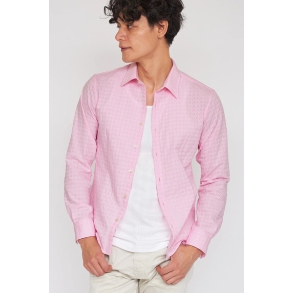 新品 ニコル フクレ ジャカード ストレッチ 半袖 カットソー 48(L) 白 【I59158】 NICOLE Selection ポケット Tシャツ 春夏 メンズ 丸首