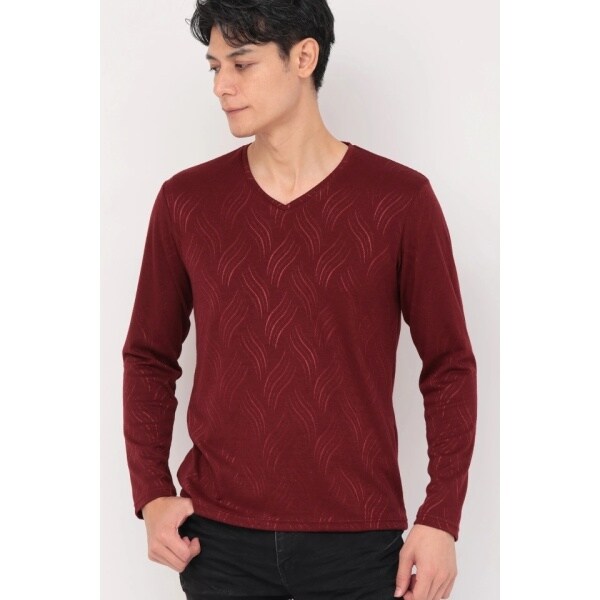 【新品】TORNADO MART ボルドーフロッキー加工長袖シャツ Mサイズ 新品】TORNADO MART ボルドーフロッキー加工長袖シャツ Mサイズ