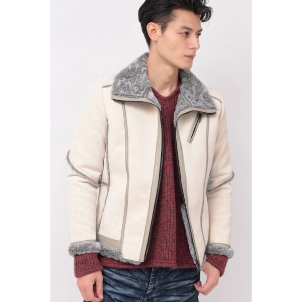 TORNADO MART フェイクファー付きマイクロスエードダウンジャケット