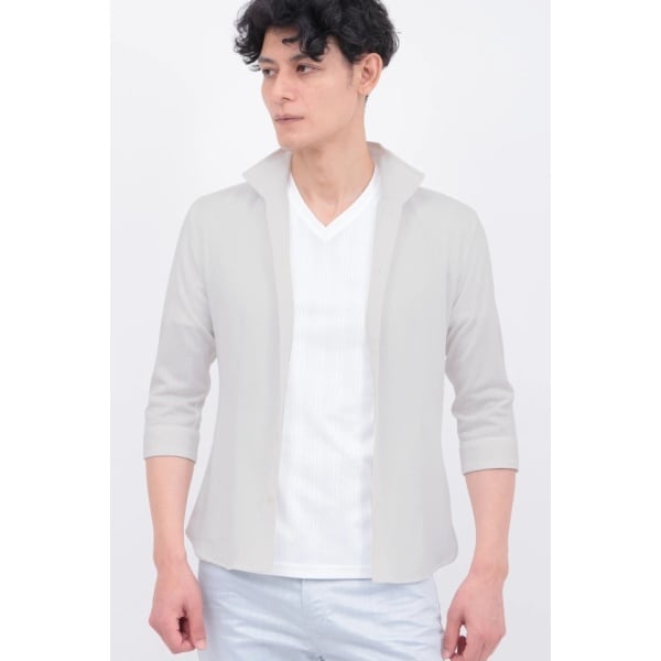 ZERO by TORNADO MART∴オーシャンリップルジャージー7分袖シャツ